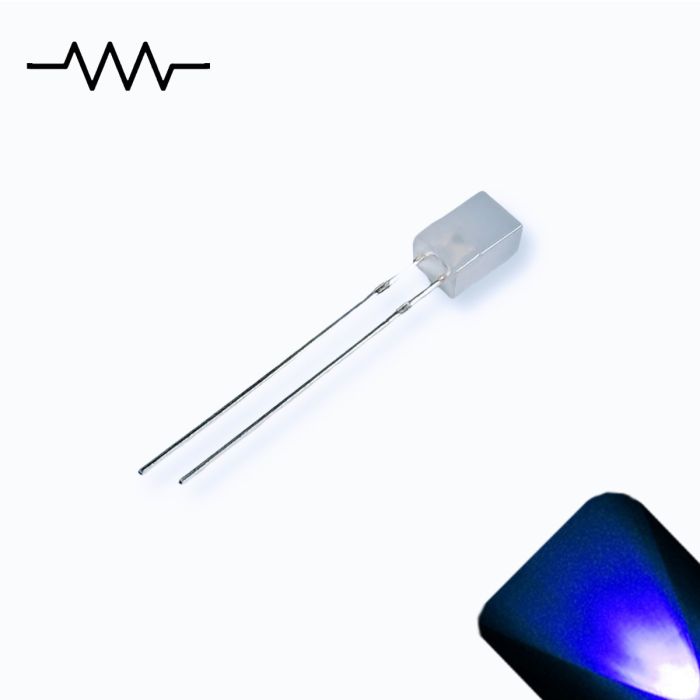 12v 3mm Cube Frosted Lens LED - Blue LED - Ultra Bright (7v-15v)