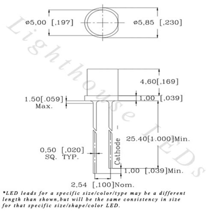 12v 5mm Flat Top Pre-Wired Pure Green LED - Ultra Bright (10v, 11v, 12v, 13v, 14v, 15v)