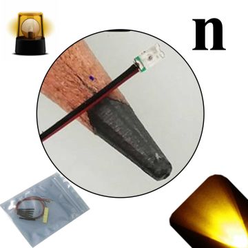 12v 0606 / 0603 Nano 1.5Hz Flashing SMD Wide Angle Pre-Wired Yellow / Gold LED - Ultra Bright - 5 Pack - (10v, 11v, 12v, 13v, 14v, 15v, 16v, 17v, 18v)