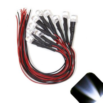 10mm 12v Pre-Wired Cool / Clear White LED - Ultra Bright (10v, 11v, 12v, 13v, 14v, 15v)