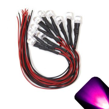 10mm 12v Pre-Wired Pink LED - Ultra Bright (10v, 11v, 12v, 13v, 14v, 15v)