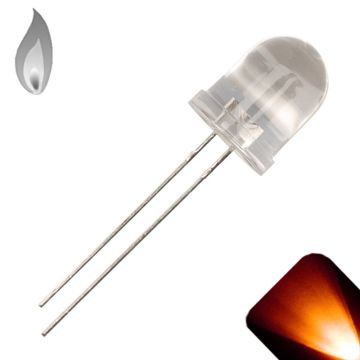 10mm Round Top Orange / Amber Candle / Flicker LED - Super Bright