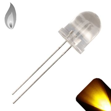 10mm Round Top Yellow / Gold Candle / Flicker LED - Super Bright