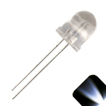 10mm Round Top Cool / Clear White LED -  Ultra Bright