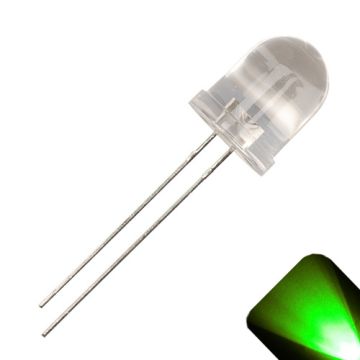 10mm Round Top Pure Green LED -  Ultra Bright