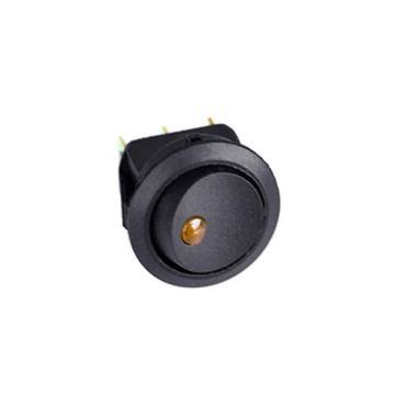 SPST - 12v (Volt) LED Lit Rocker Switch / Toggle - Yellow / Gold / Amber LED