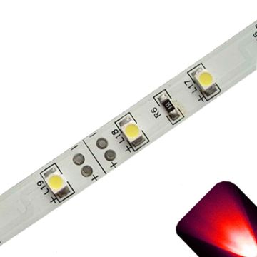 Red - PLCC2/3528 12V LED Strip - Adhesive Backing - 5m Roll / Reel