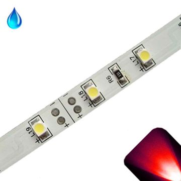 Red - PLCC2/3528 12V LED Strip - Adhesive Backing - Water Resistant - 5m Roll / Reel