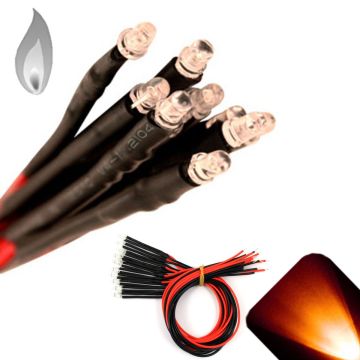 3mm 12v Pre-wired Flickering / Candle Amber / Orange LED - Ultra Bright