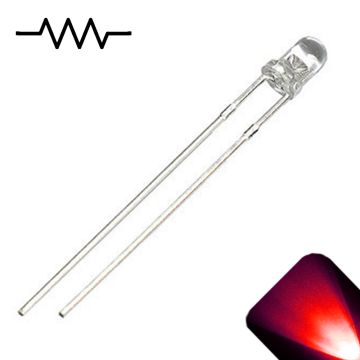 12v 3mm Round Top Clear Lens LED - Red LED - Ultra Bright (5v-15v)