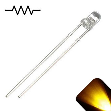 12v 3mm Round Top Clear Lens LED - Yellow / Gold LED - Ultra Bright (5v-15v)