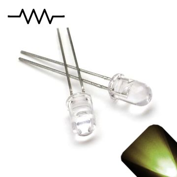 12v 5mm Round Top Clear Lens LED - Warm / Soft White LED - Ultra Bright (5v-15v)