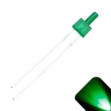 2mm Tower Diffused Pure Green LED - Ultra Bright