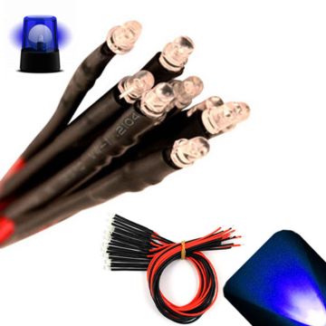 3mm 12V Pre-Wired Flashing Blue LED - Ultra Bright