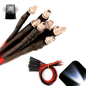 3mm 12V Pre-Wired Flashing Cool / Clear White LED - Ultra Bright
