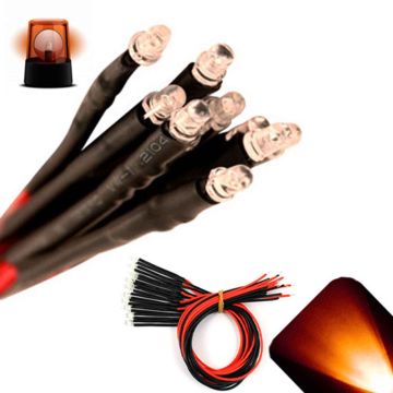 3mm 12V Pre-Wired Flashing Amber / Orange LED - Ultra Bright
