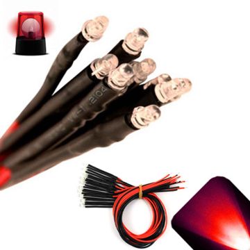 3mm 12V Pre-Wired Flashing Red LED - Ultra Bright