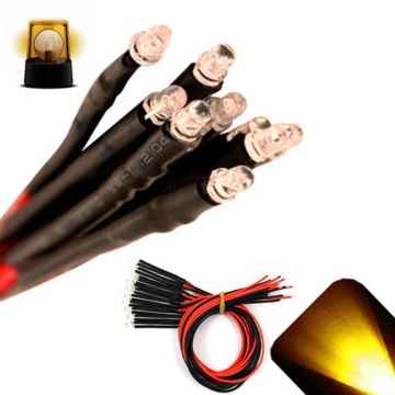 3mm 12V Pre-Wired Flashing Yellow / Gold LED - Ultra Bright
