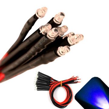 3mm 12v Pre-Wired Blue LED - Ultra Bright (10v, 11v, 12v, 13v, 14v, 15v)