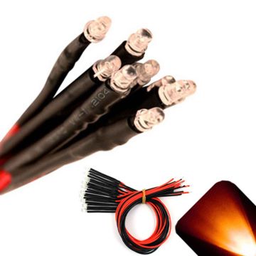 3mm 12v Pre-Wired Orange / Amber LED - Ultra Bright (10v, 11v, 12v, 13v, 14v, 15v)