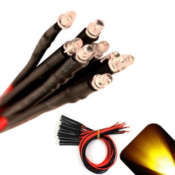3mm 9v Pre-Wired Yellow / Gold LED - Ultra Bright (7v, 8v, 9v)