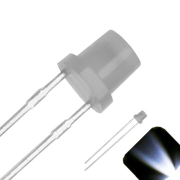 3mm Flat Top with Frosted Diffused Lens LED - Cool Clear White LED - Ultra Bright