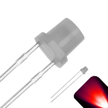 3mm Flat Top with Frosted Diffused Lens LED - Red LED - Ultra Bright
