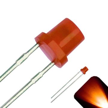 3mm Diffused Flat Top Wide Angle Orange / Amber LED - Wide Angle