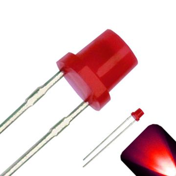 3mm Diffused Flat Top Wide Angle Red LED - Wide Angle