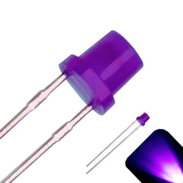 3mm Diffused Flat Top Wide Angle UV / Purple LED - Wide Angle