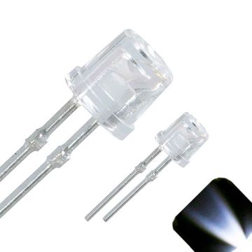 3mm Flat Top Wide Angle Cool / Clear White LED - Ultra Bright