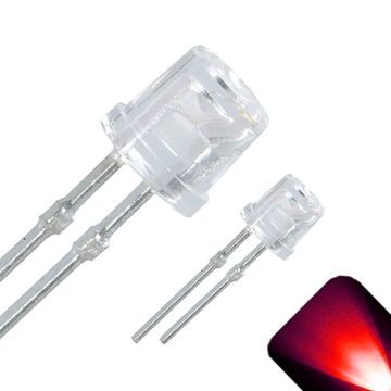 3mm Flat Top Wide Angle Red LED - Ultra Bright