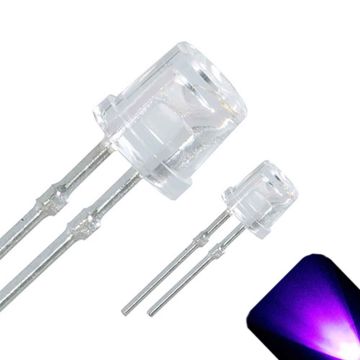 3mm Flat Top Wide Angle UV / Purple LED - Ultra Bright