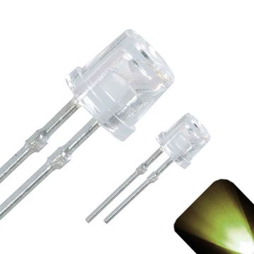 3mm Flat Top Wide Angle Warm / Soft White LED - Ultra Bright