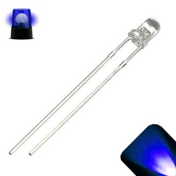 3mm Round Top Blue Slow Flashing 1Hz LED - Super Bright