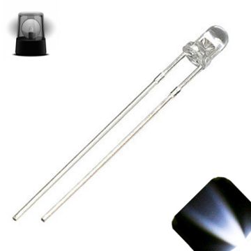 3mm Round Top Cool Clear White Fast Flashing 2Hz LED - Super Bright