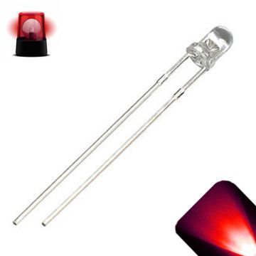 3mm Round Top Red Fast Flashing 2Hz LED - Super Bright