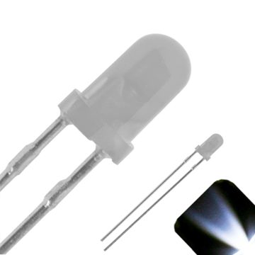 3mm Round Top with Frosted Lens LED - Cool Clear White LED - Ultra Bright