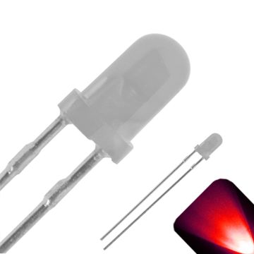 3mm Round Top with Frosted Lens LED - Red LED - Ultra Bright
