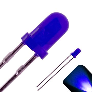 3mm Round Top Diffused Blue LED - Ultra Bright