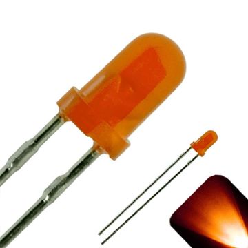 3mm Round Top Diffused Amber / Orange LED - Ultra Bright