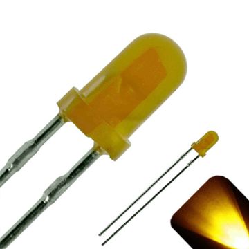 3mm Round Top Diffused Yellow / Gold LED - Ultra Bright