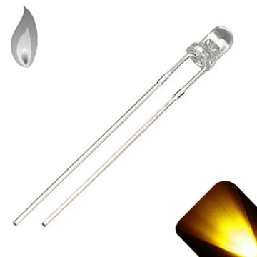 3mm Round Top Yellow / Gold Candle / Flicker LED - Super Bright