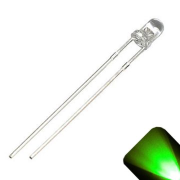 3mm Round Top Pure Green LED - Ultra Bright
