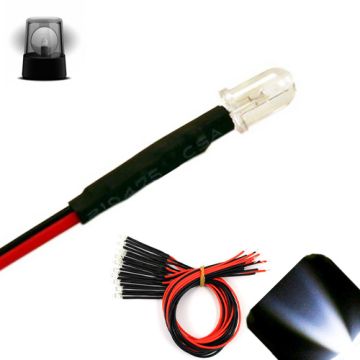 5mm 12v Pre-wired Flashing Cool / Clear White LED - Ultra Bright