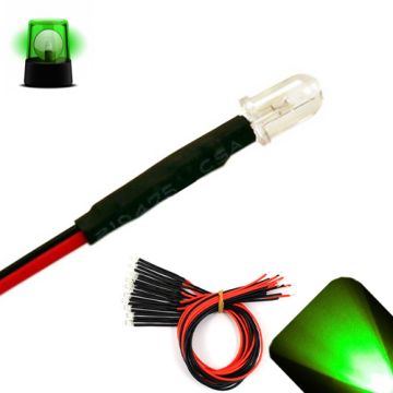 5mm 12v Pre-wired Flashing Pure Green LED - Ultra Bright