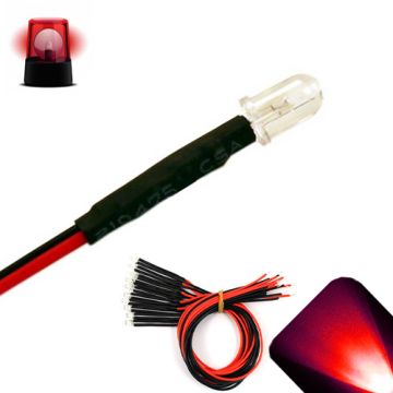 5mm 12v Pre-wired Flashing Red LED - Ultra Bright