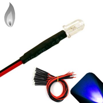 5mm 12v Pre-wired Flickering / Candle Blue LED - Ultra Bright