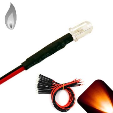 5mm 12v Pre-wired Flickering / Candle Amber / Orange LED - Ultra Bright