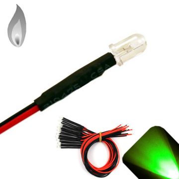 5mm 12v Pre-wired Flickering / Candle Pure Green LED - Ultra Bright